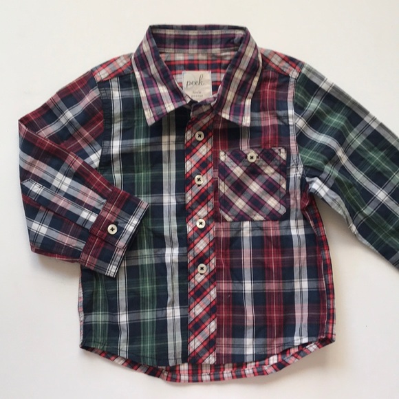 ❤️... PEEK  Plaid BUTTON Shirt - Picture 1 of 3